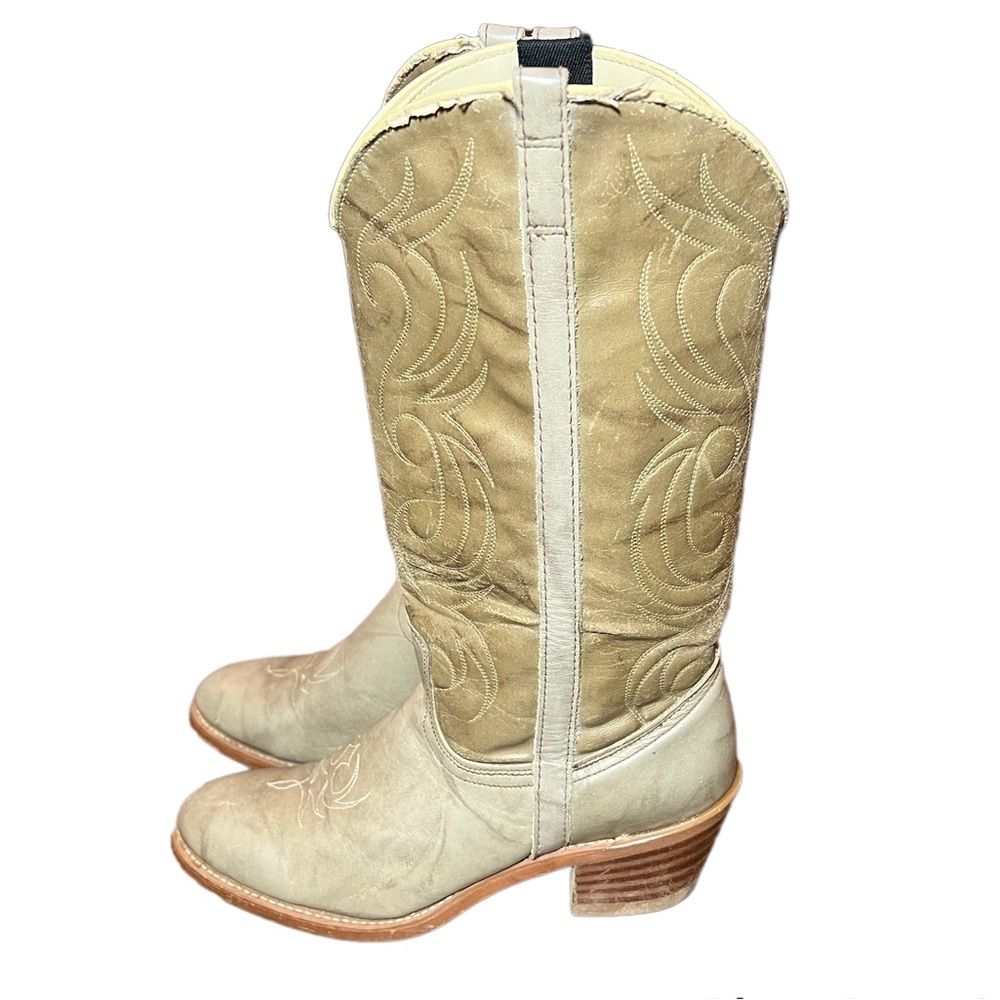 Acme Dingo Western Two Tone Cowgirl Boots Vintage. Vegan Leather 8.5